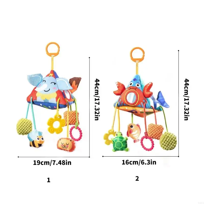 Y88D Aniaml-kinderwagens met thema Mobiel speelgoed Crinkle Paper Sensory Exploration Doll