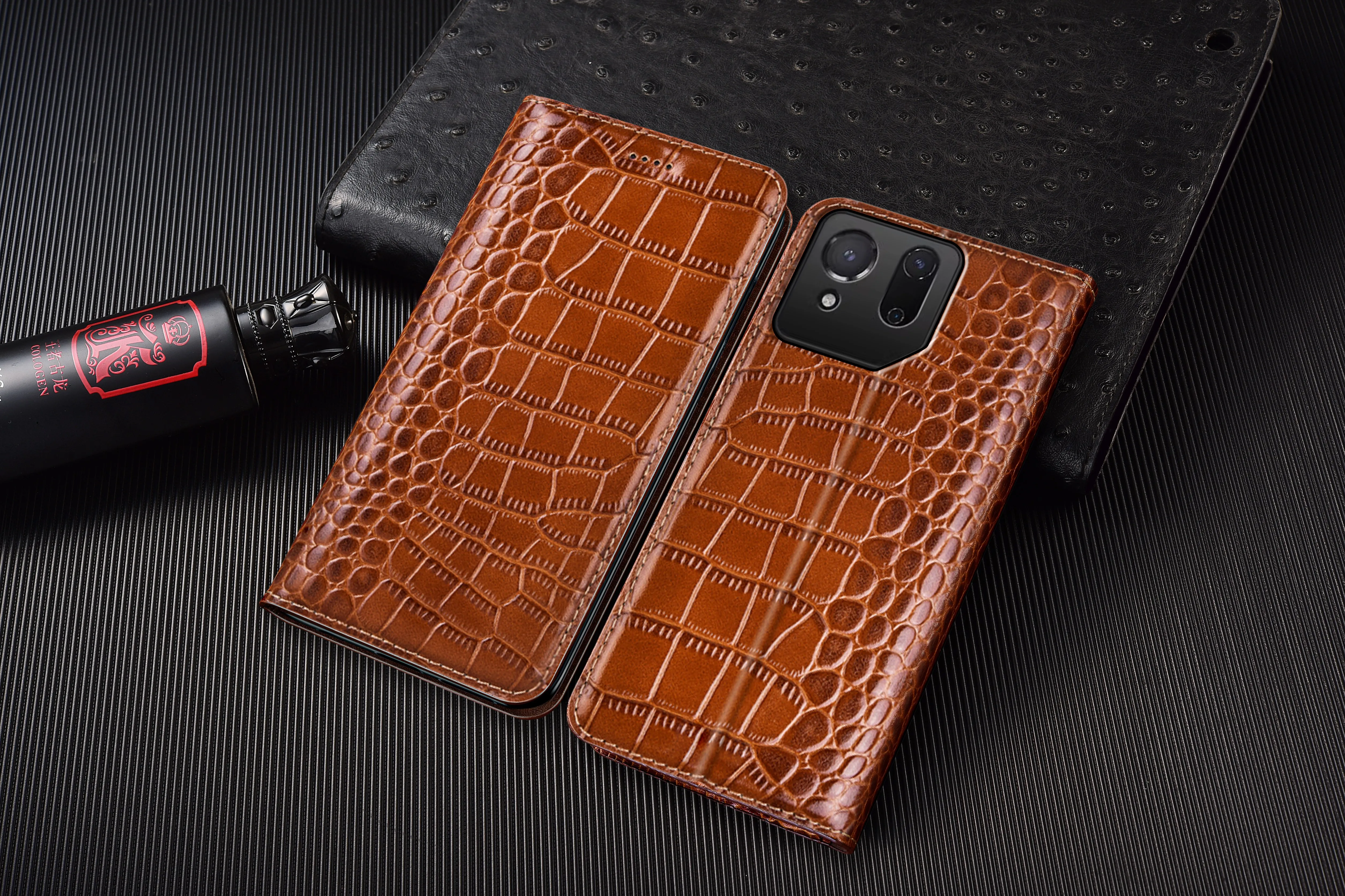 

Crocodile Genuine Leather Flip Case For Asus Rog Phone 3 5 5S 6 6D 7 8 9 Pro Strix Ultimate Phone Cover Cases