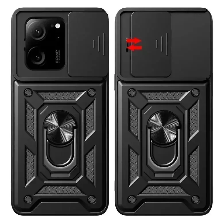 

Чехол с кольцом-держателем для Xiaomi Mi 13T Pro, бронированный ударопрочный чехол для Xiao mi 13T Mi13T, защитная задняя крышка для слайдера объектива