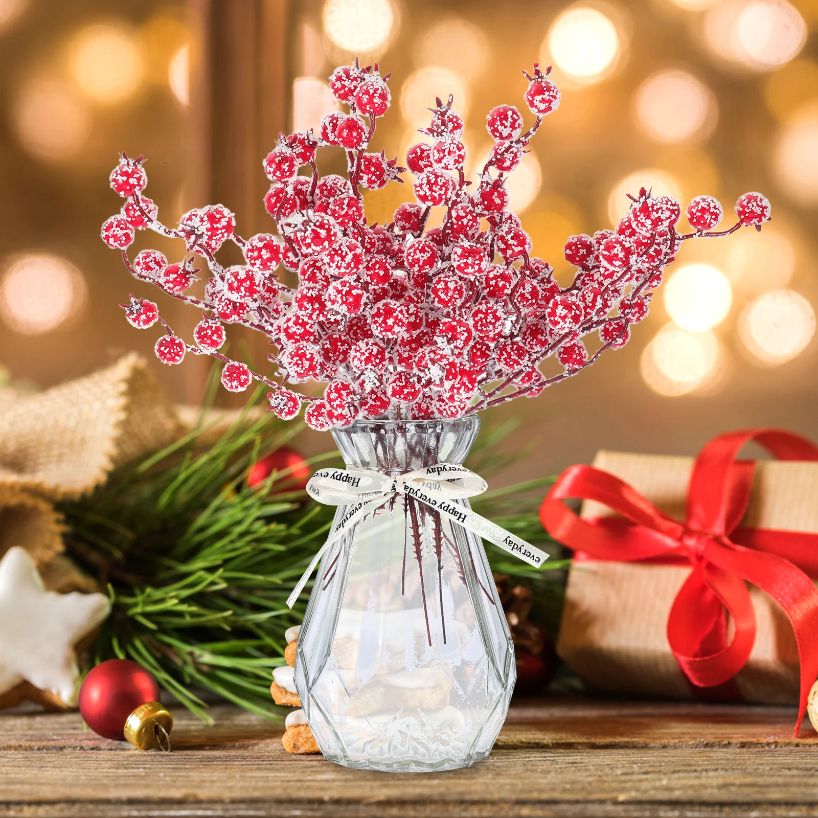 

10Pcs Artificial Red Berry Branch Simulation Tree Stems Christmas Wedding Home Decoration Party Supplies Simulation Tree Branch