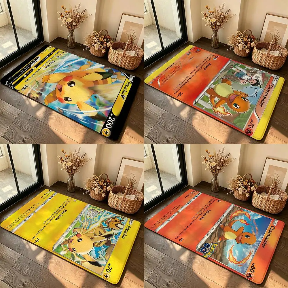 Kawaii-S-pOKemons-card Carpet Bathroom Anti-slip Mat Door Mat Home Decoration Mat Entrance Door Mat Scratch-resistant Door Mat