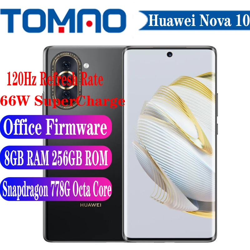 2022 New Huawei Nova 10 SmartPhone 6.67“ 120Hz Snapdragon 778G 50MP Rear Three Camera 60MP Front Camera HarmonyOS 2 4000mAh 66W