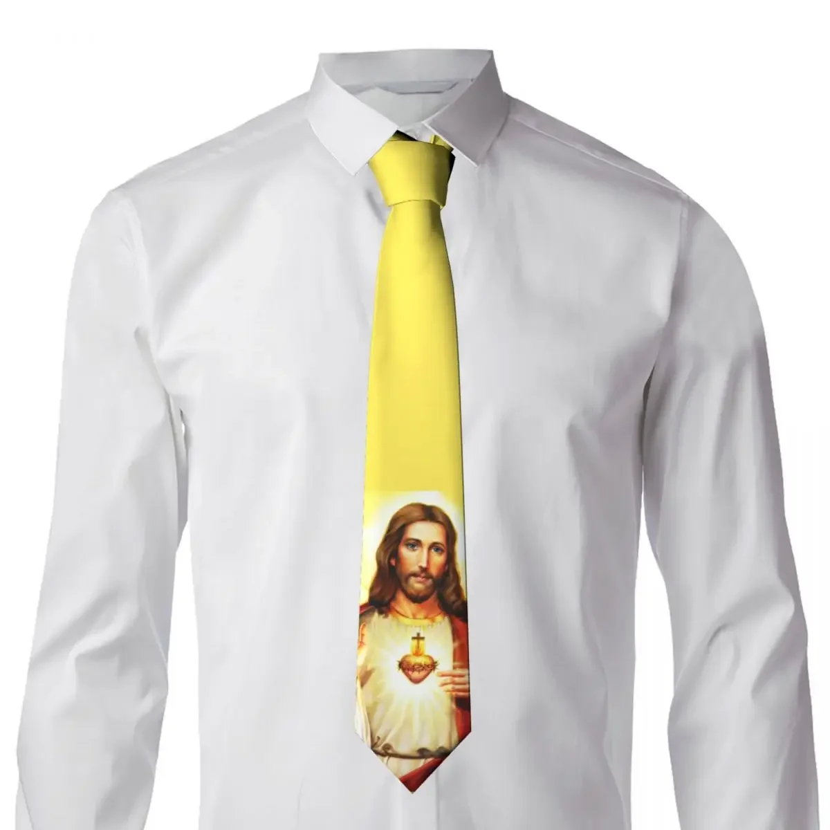 Fashion Warm Heart Of Tie for Office Custom Men Religious Christian Divine Mercy Neckties