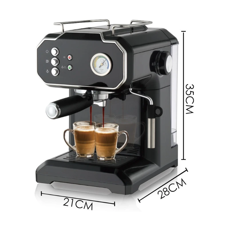 Macchina per caffè espresso, macchina per caffè espresso domestica e montalatte a vapore con doppia tazza e vassoio antigoccia staccabile per la produzione senza sforzo