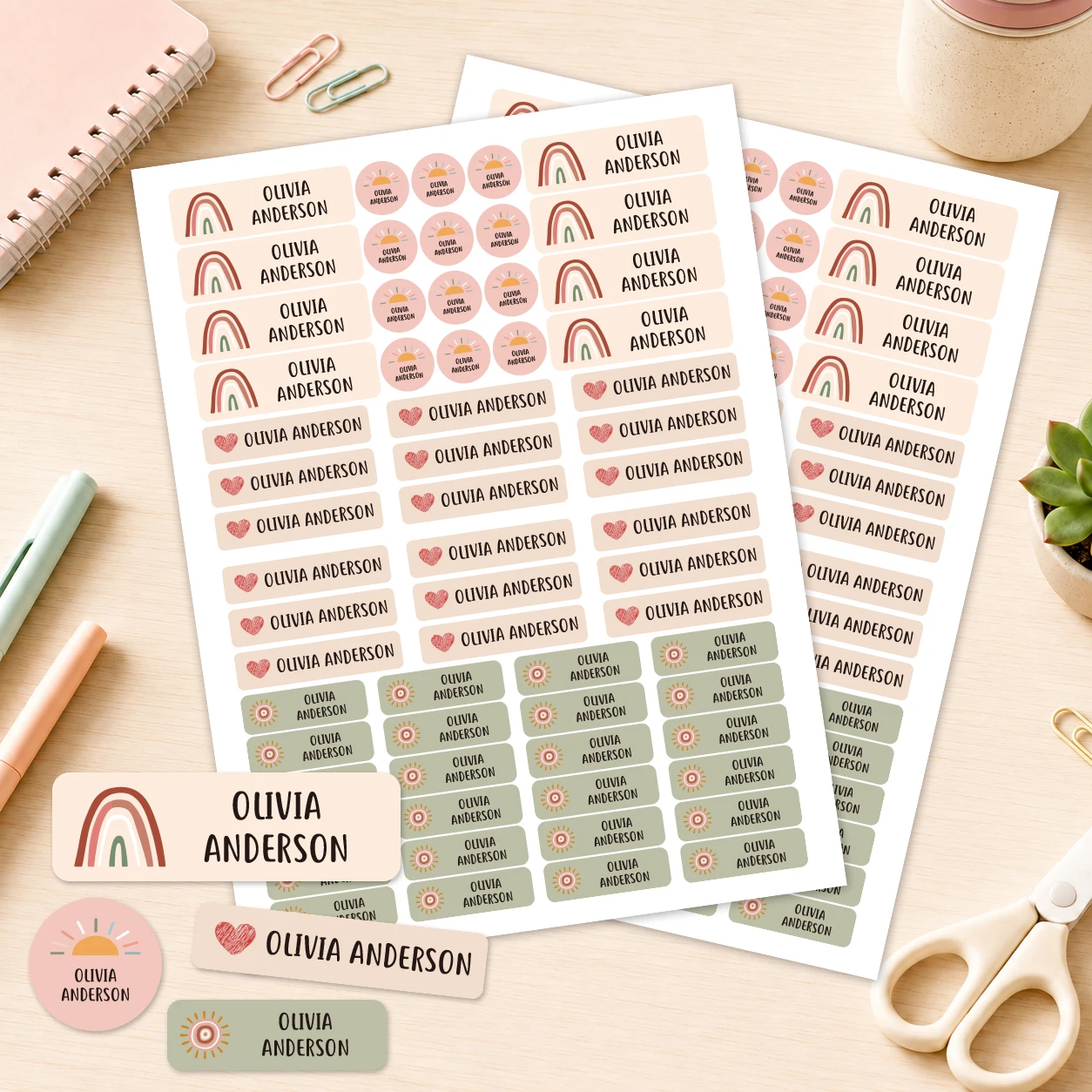 120+Pcs Customized Name Label Stickers, Waterproof Personalized Labels for School Supplies, Bottles, Lunch Boxes & Notebooks