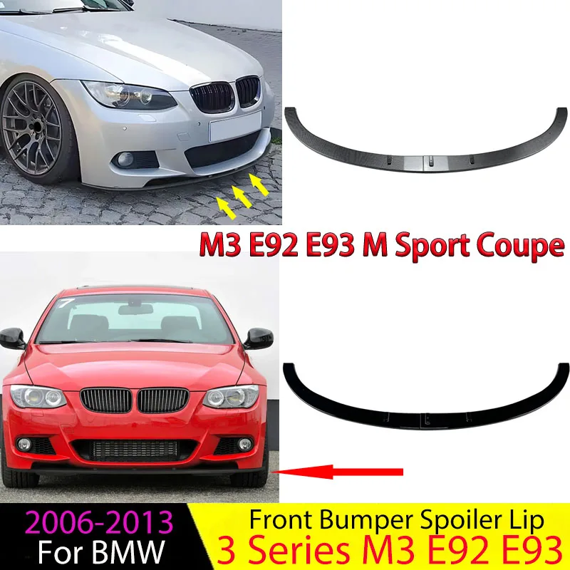 

Автомобильный передний бампер, спойлер для BMW 3 серии M3 E92 E93 M Sport Coupe 2006-2013, сплиттер для подбородка, диффузор, лезвие Canard, комплекты кузова