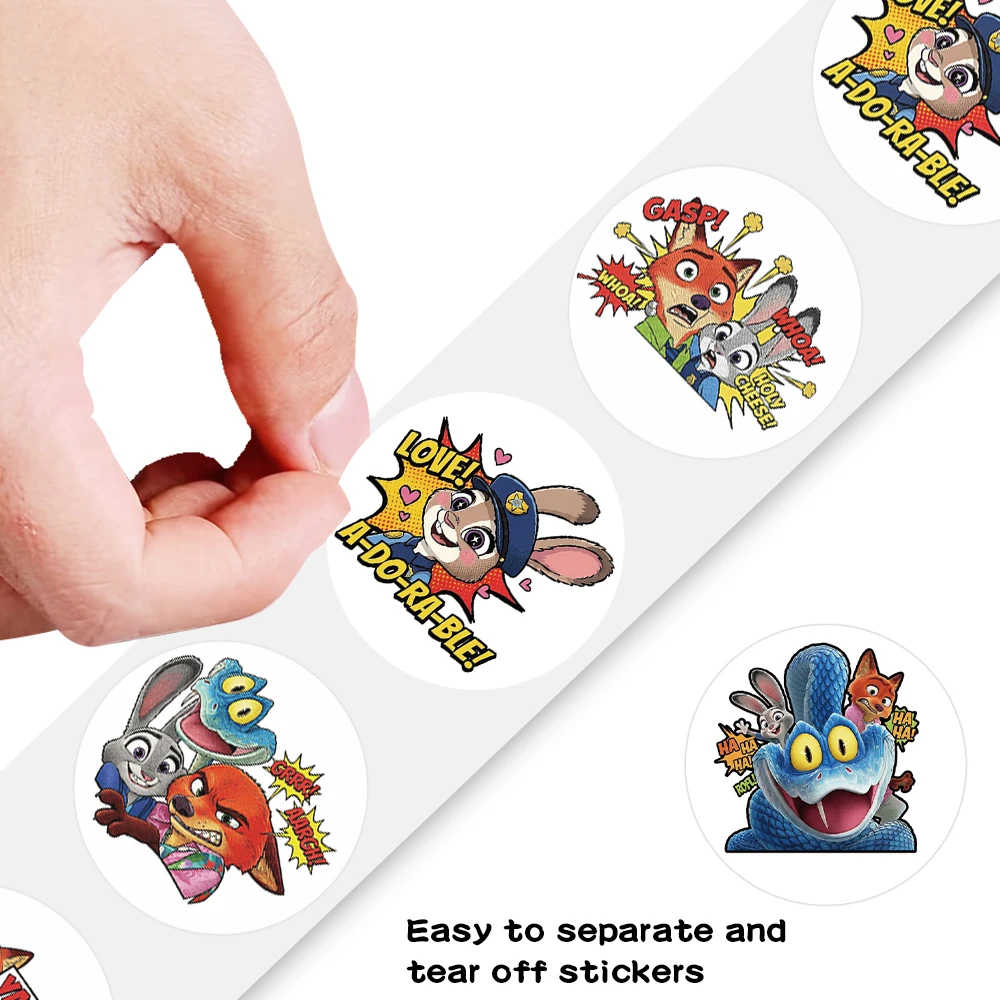 500 قطعة/لفة مضحك أنيمي فيلم Zootopia 2 ختم ملصقات للتسمية لطيف الكرتون جودي نيك ملصق DIY بها بنفسك دفتر مكافأة الشارات لعبة الهدايا