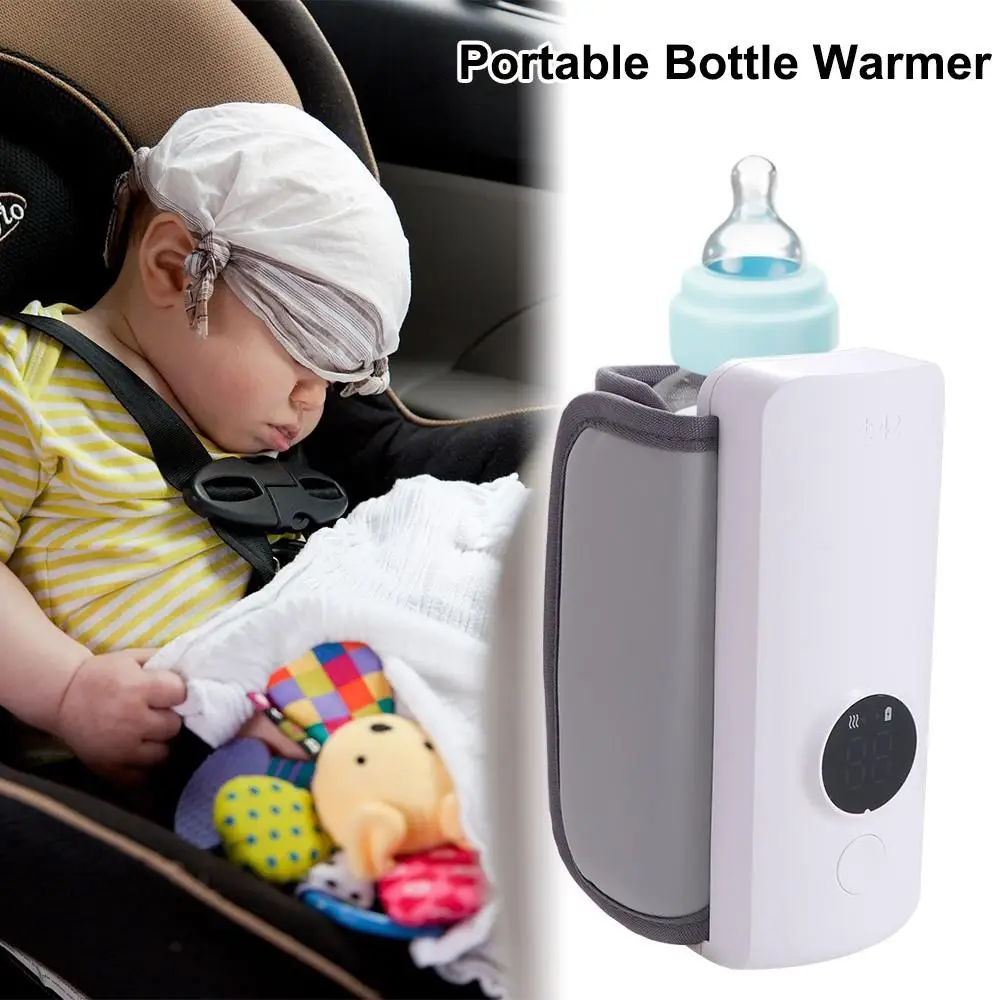 

USB Rechargeable Baby Bottle Warmer Temperature Adjustment 6Levels Milk Heater Safe with Temperature Display Baby Bottle Heater