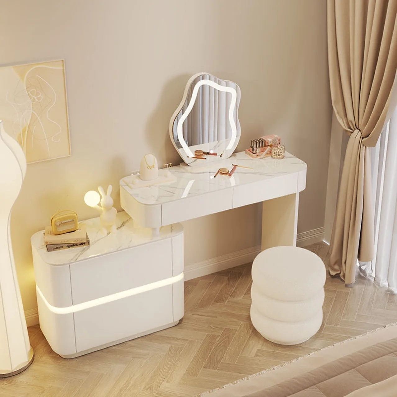 Bedroom TV cabinet dressing table integrated simple modern small apartment