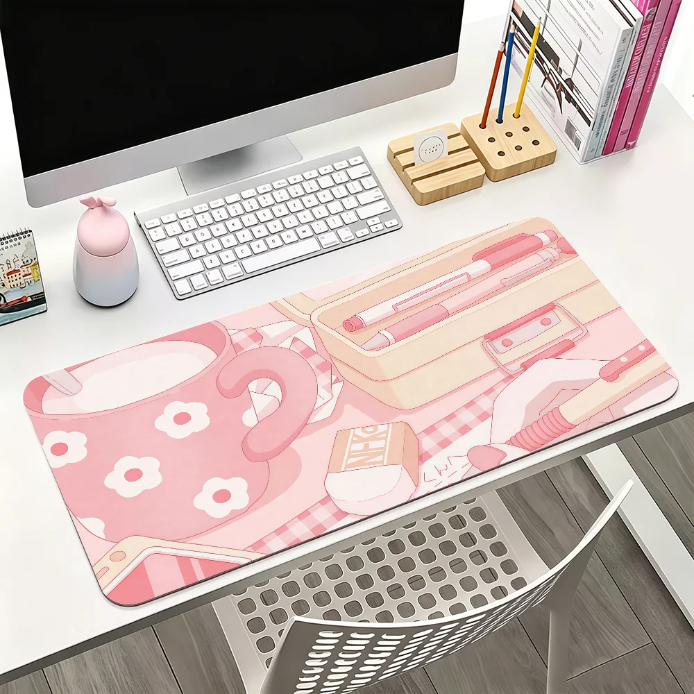 Pink Warm and cute Kawaii Style Mouse Pad For Office Gaming And Keyboards Non-Slip Large Waterproof