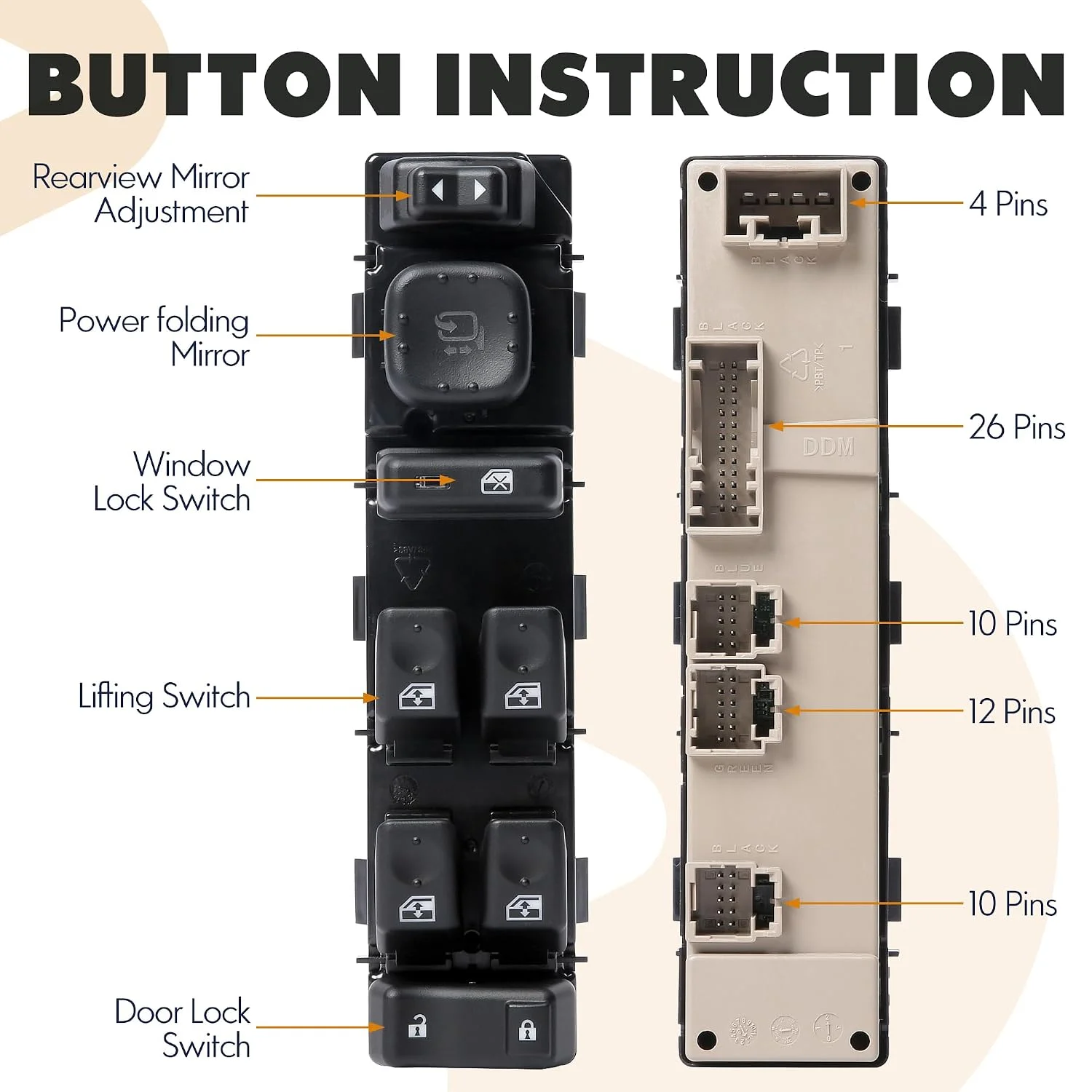15883320 Front Driver Side Master Power Window Switch for 2003-2007 Chevy Silverado Avalanche GMC Cadillac Yukon Escalade