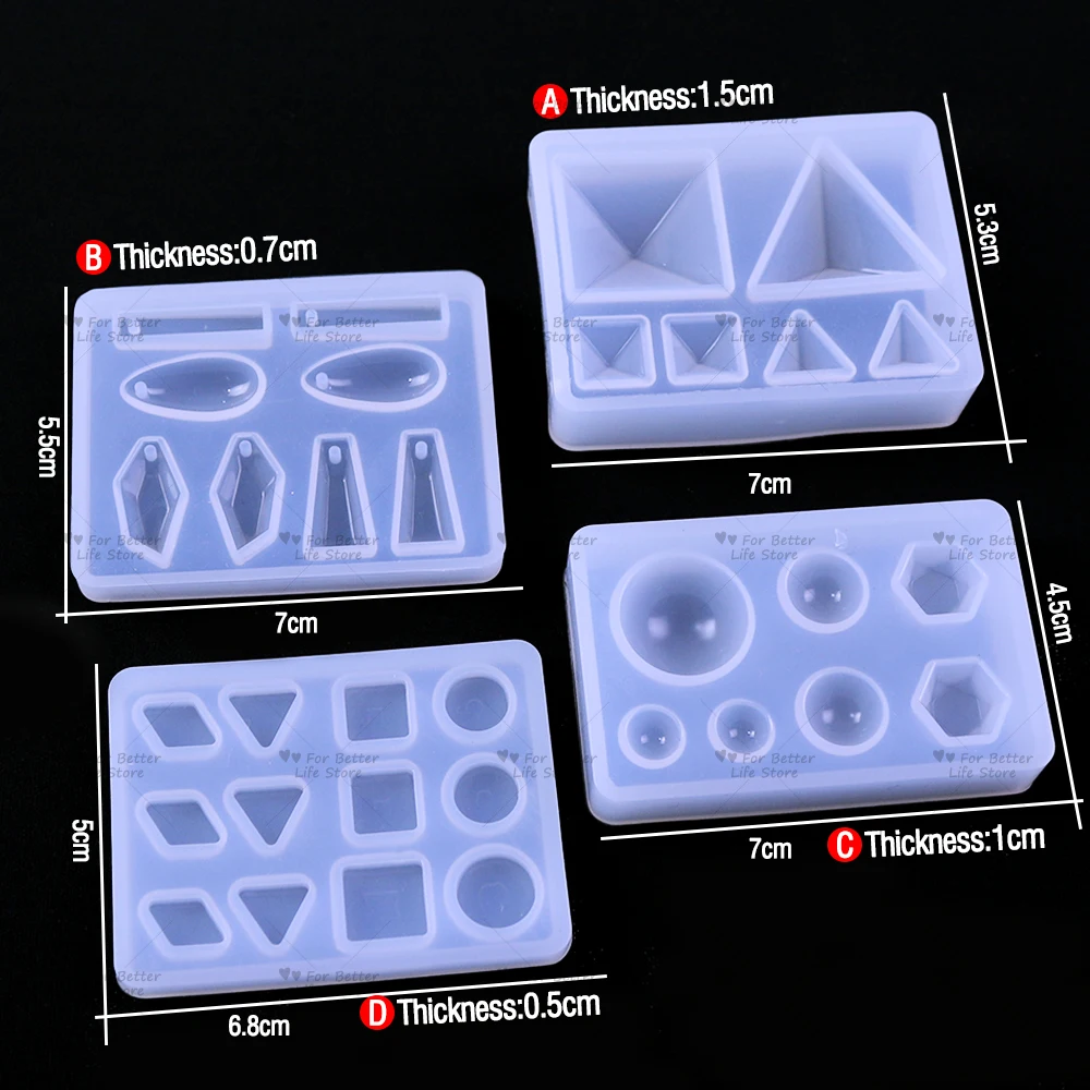 For Better Life 1Pc Transparent Epoxy Resin DIY Pendant Soft Silicone Molds Handmade Earrings Jewelry Making Geometric Mould