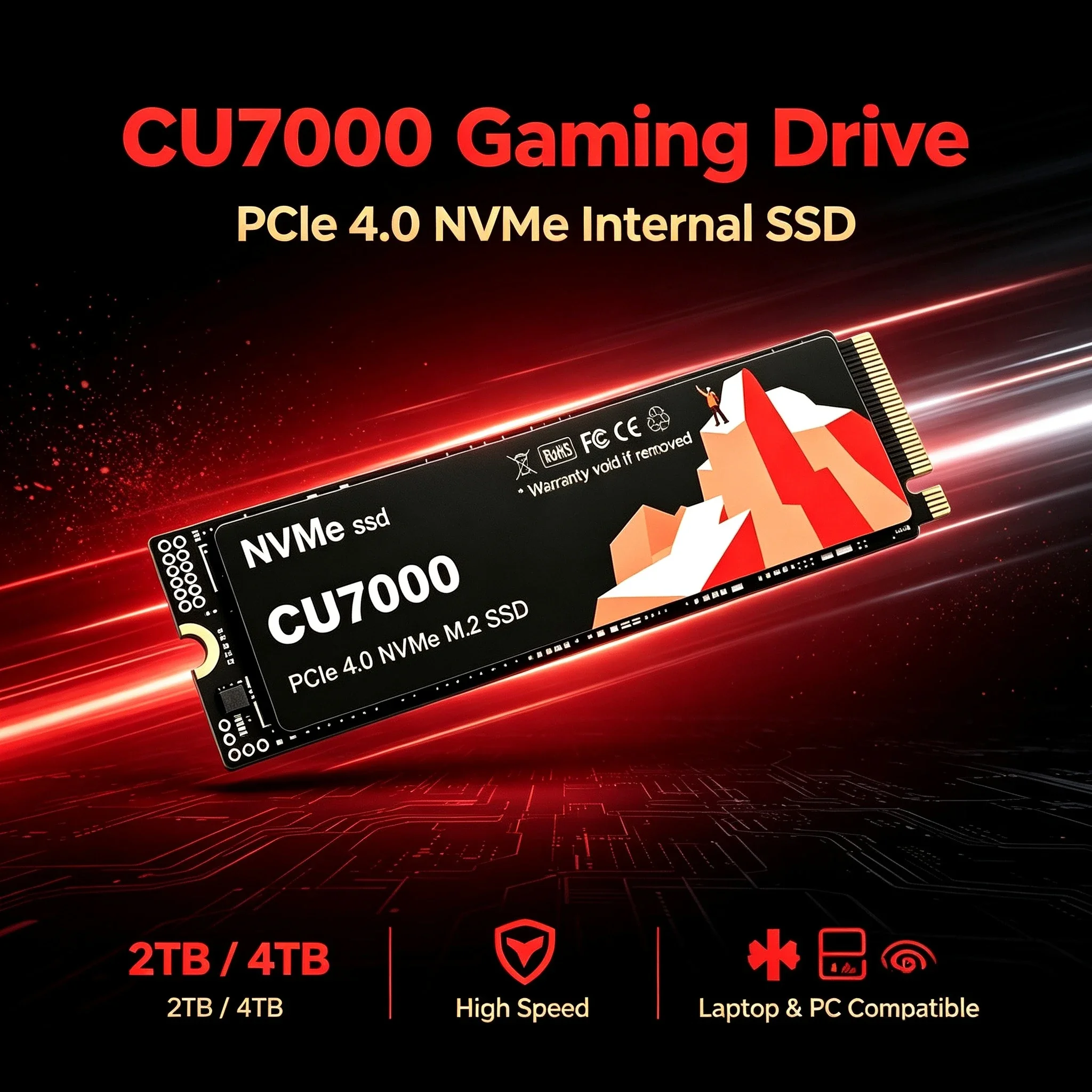 CU7000 SSD M.2 NVMe Internal Solid State Drive High Speed PCIe 4.0 Gaming Drive Works for PS 5 Laptop PC Hard Disk