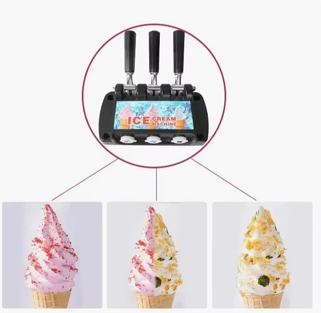 Professional Table Top 3 Flavors Ice Creme Machine Soft Ice Cream Maker Machine Sell at a Low Price