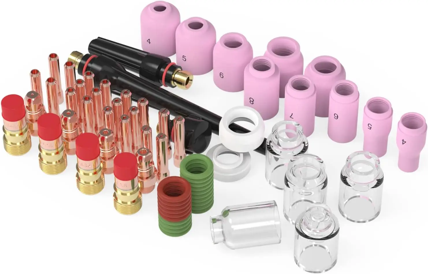 

68-piece TIG Welded Flashlight Rugged gas lens Pyrex tumbler kit for WP-17/18/26