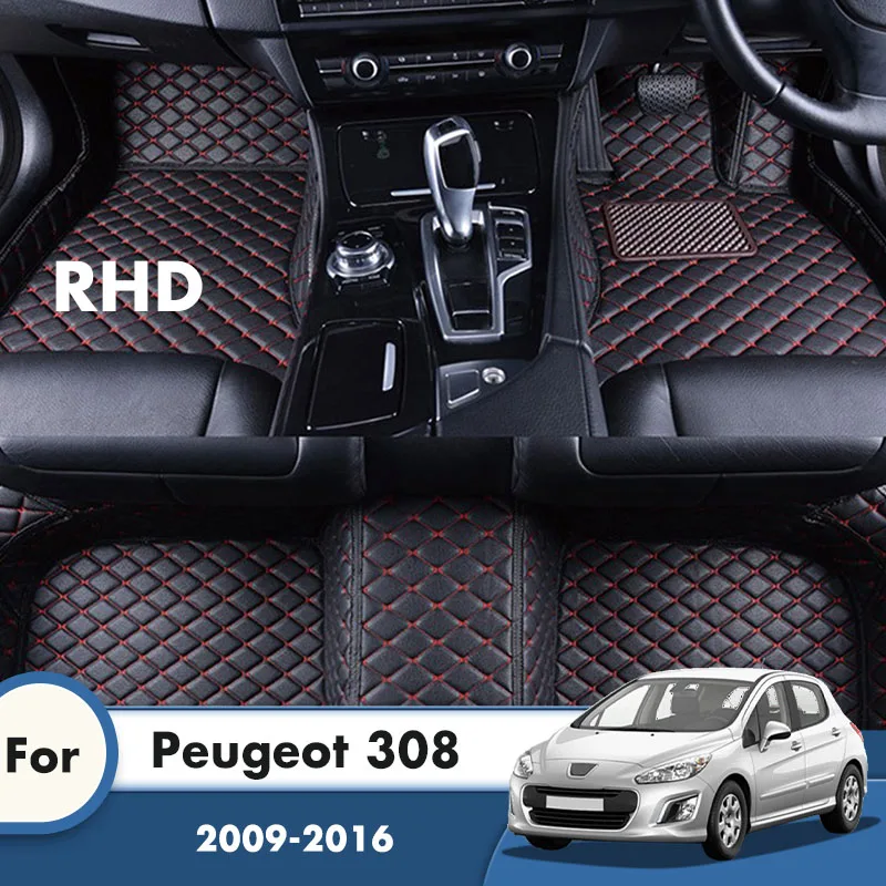 RHD Car Floor Mats For Peugeot 308 SW 308SW 2016 2015 2014 2013 2012 2011 2010 2009 Carpets Foot Pads Auto Accessories Interior