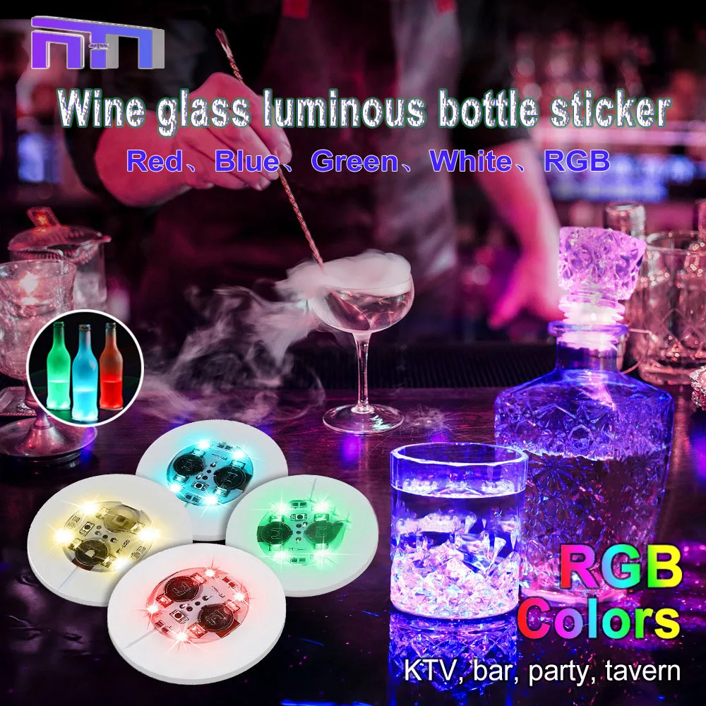 3M LED luminous coaster KTV party wine atmosphere light bottle sticker night club cup sticker cocktail atmosphere light lamp