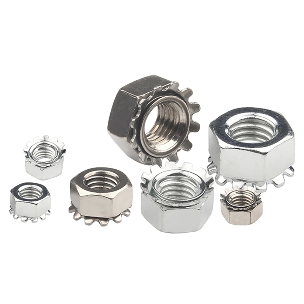 Оригинальные гайки 304, гайки из нержавеющей стали/углеродистой стали, зубчатые шестигранные гайки UNC/UNF 4 #-40 6 #-32 8 #-32 до 5/16-18