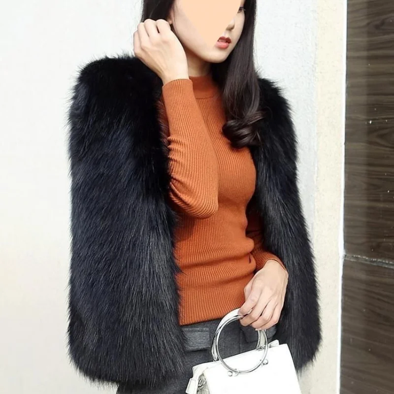 

Reistant Women Vest Cozy Fluffy Faux Fur Vest for Women Soft Thick Cardigan Cold Resistant Plus Size Waistcoat Women Furry Vest