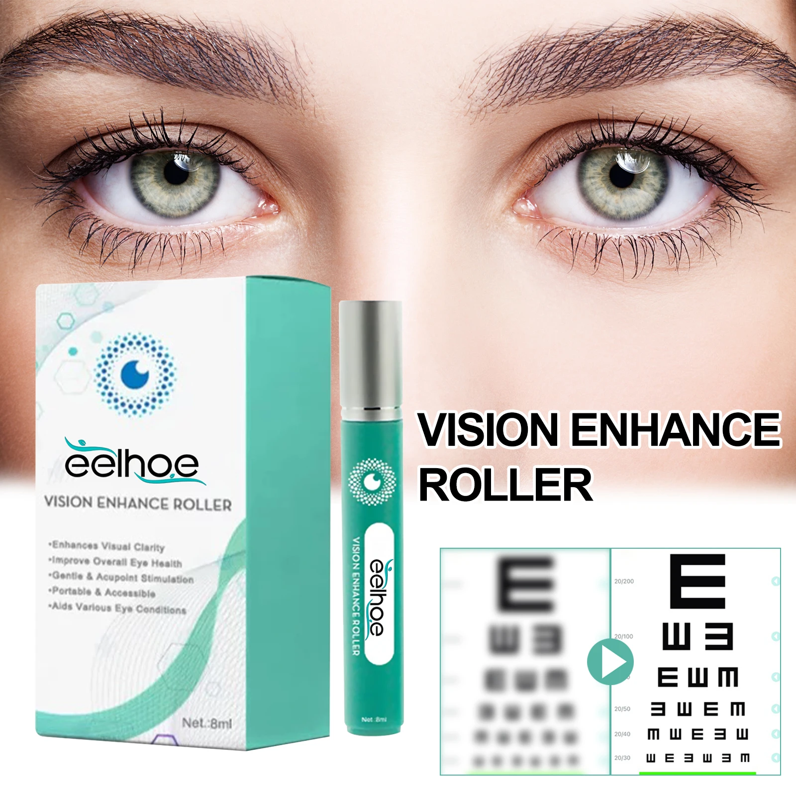 Eye Serum and Massage Roller to Relax the Eyes, Relieve Dryn
