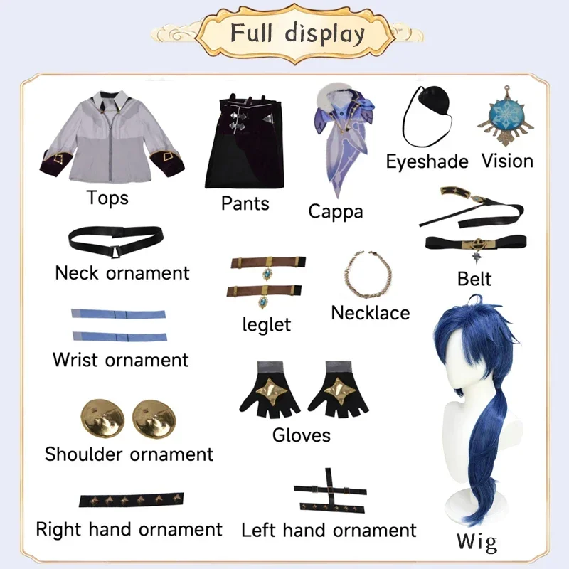 RT01 Genshin Impact Kaeya Costume Cosplay Parrucca uniforme Anime Halloween Costumi di alta qualità per uomo Gioco * JK2