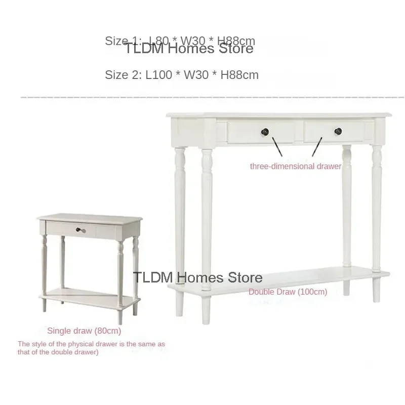 American Solid Wood Console Table Household Entry Hallway Table Retro Living Room Furniture Entrance Console Cabinet with Drawer image 2