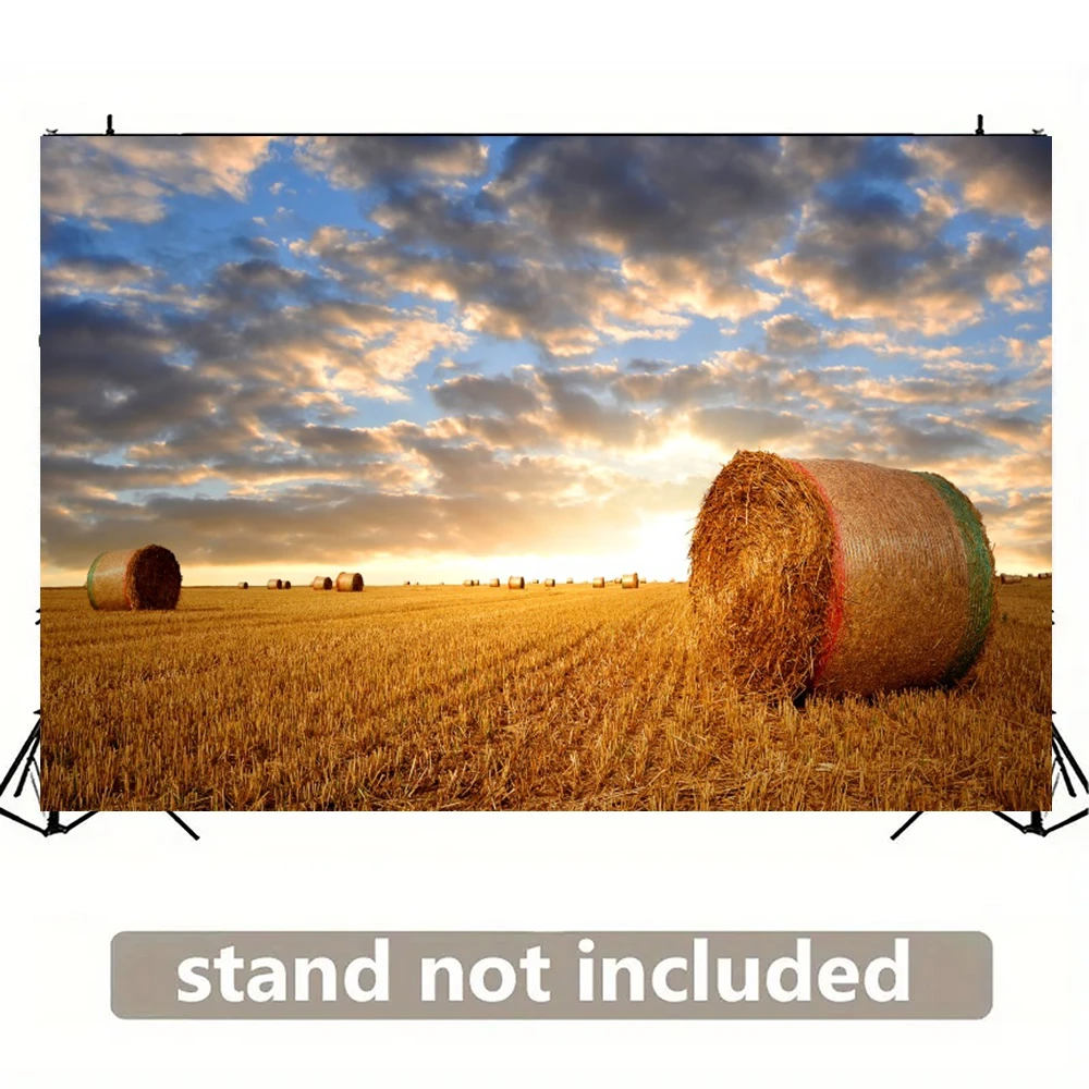 Autumn Wheat Field Backdrop Straw Roll Natural Landscape Scenery Rustic Farm Kids Family Photography Background Decorations