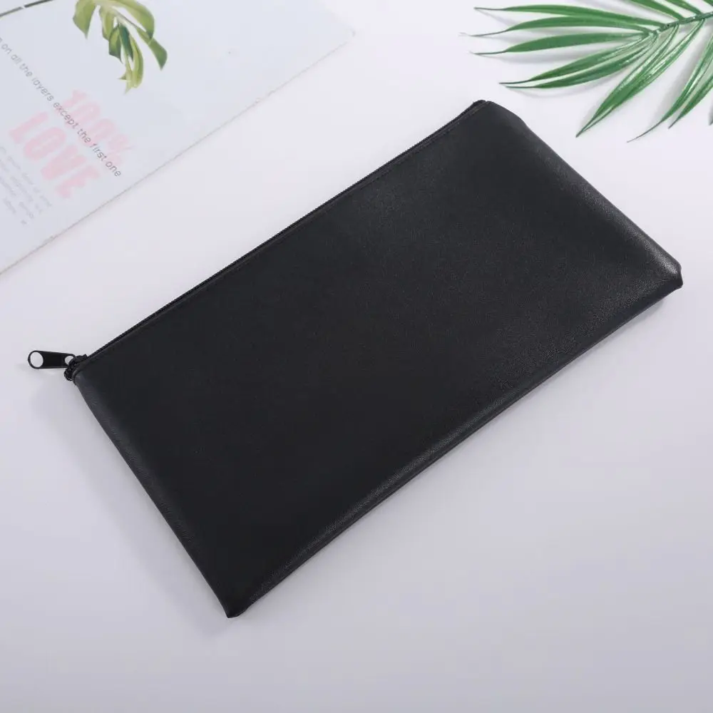 

Durable Zippered Pu Bill Bag Small Compact PU Leather Cash Deposit Bag 11 x 6 inches Bank Envelopes Money Pouch Utility Pouch