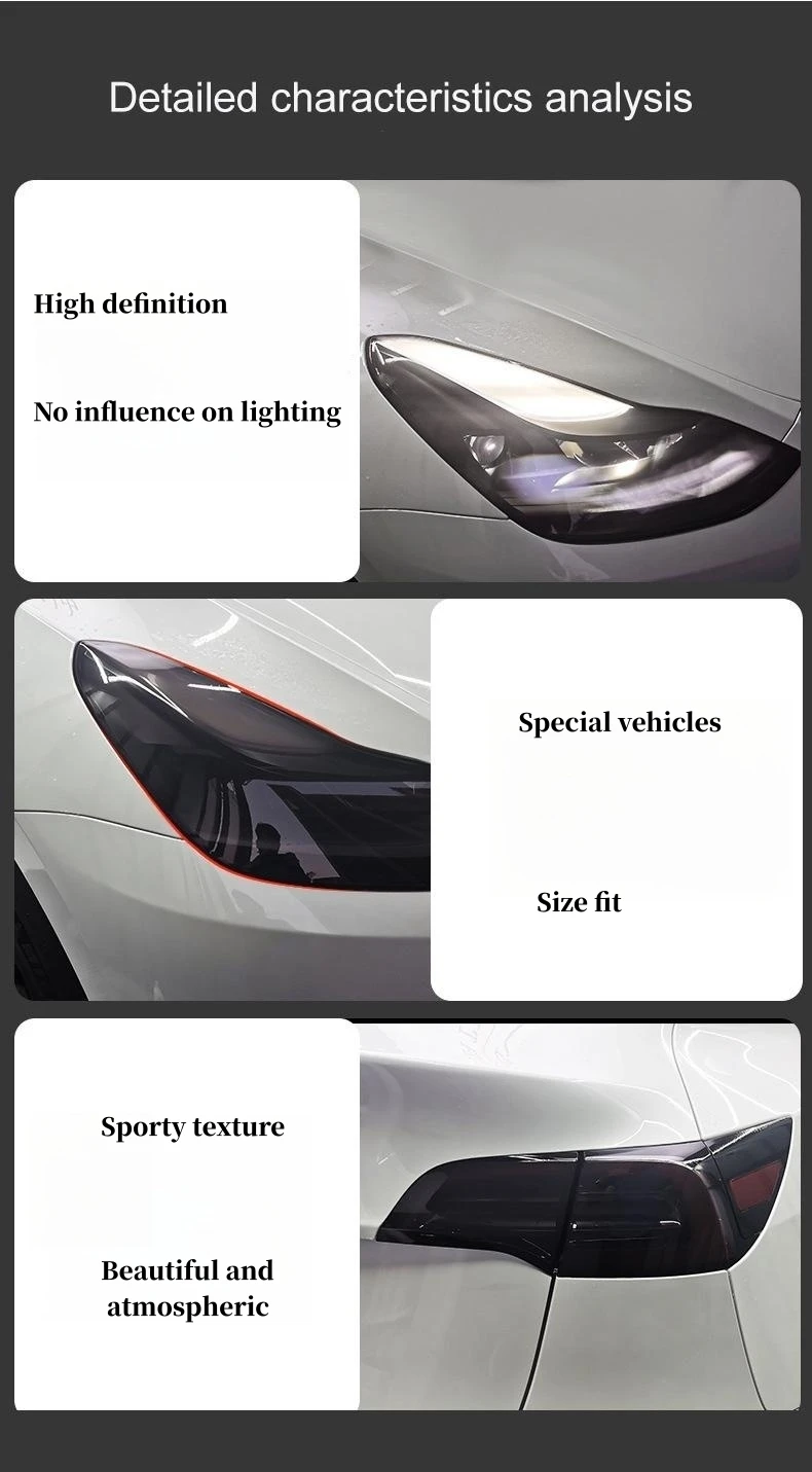 For Tesla Model 3 Y TPU Blackened Headlight Taillight Foglight Protective Film Headlight Tail Lamp Color Changing Films