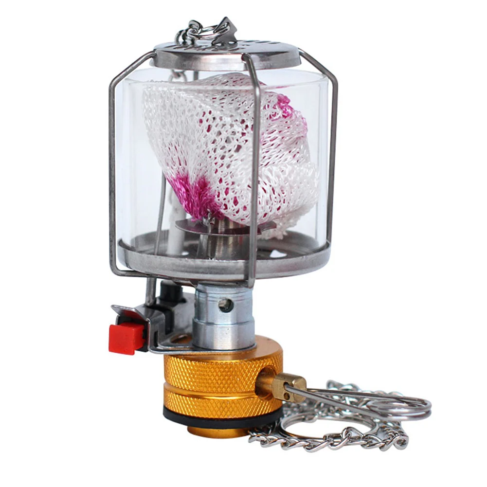 Gas Lamp Outdoor Camping Lantern Tent Lamp Hanging Glass Lamp Portable Gas Light Adjustable Valve Controls Gas Flow Brightness