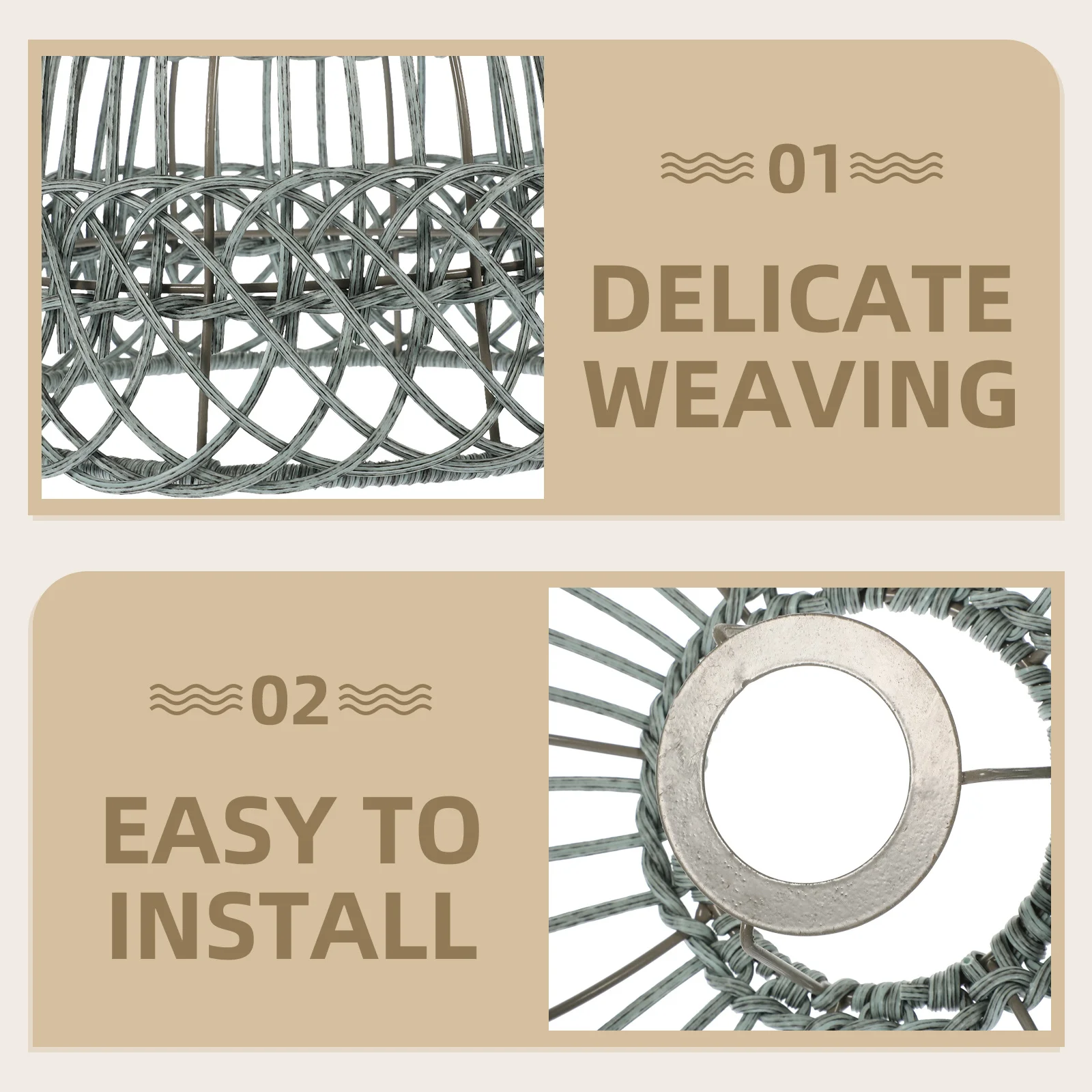 

1pc Woven Lamp Shade Pp Iron Material For Home Hotel Bar Restaurant Decor Rustic Pendant Light Cover Replacement Ceiling