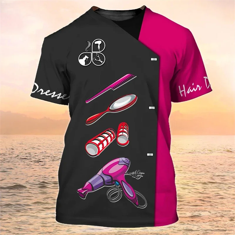 

Fashion Barber Shop Dressing 3d Printed T-Shirt Men Fun Short Sleeve Tees Top Smock Vintage Casual Oversized Tees Top Clothing