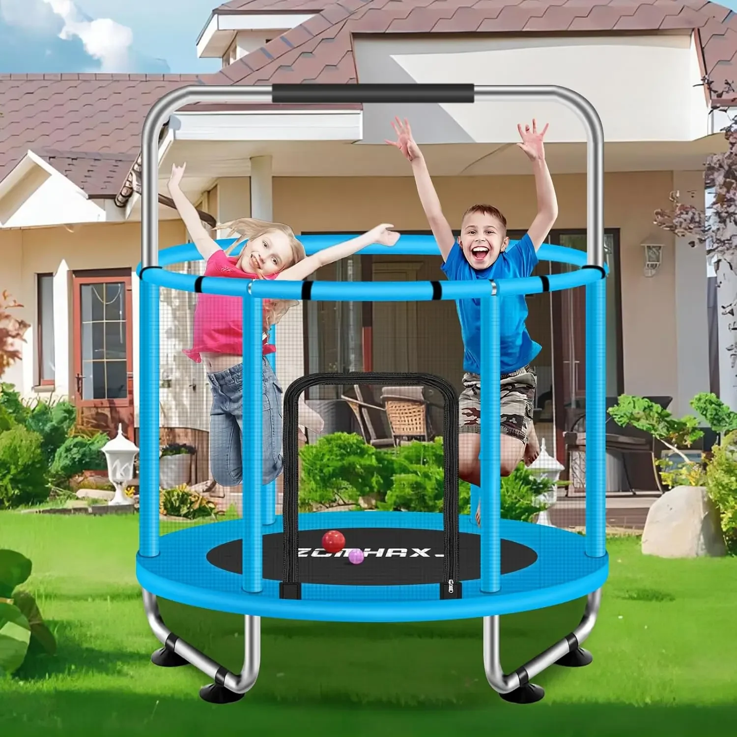 Trampoline voor kinderen, 55" peuter binnen en buiten, baby met behuizing van 440 lbs, mini