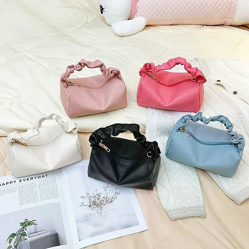 

Sweet Pleated Pillow Bag Fashionable PU Leather Chain Crossbody Bag Women's Handbag Shoulder Bag