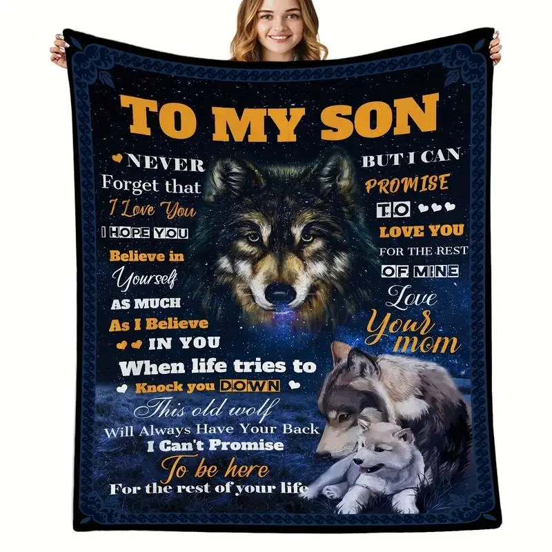 With The Wolf Printed Blanket Give The Child The Best Warmth Children Grow Up with The Company, Warm and Comfortable Lazy Choice