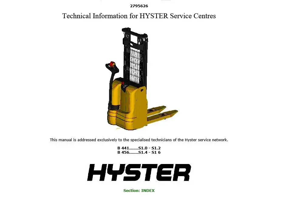

New Hyster Repair Manuals PDF 2023 FULL SET