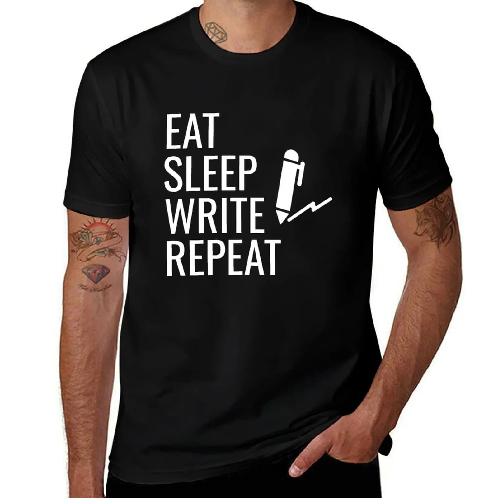

Eat Sleep Write Repeat Author Gift Writing Teacher Writer T-Shirt Anime t-shirt cute clothes new edition cotton t shirt men