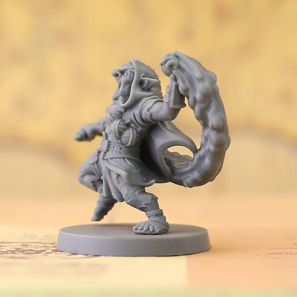 Goblin Sorcerer Resin Miniature Unpainted Figure, Tabletop Wargame RPG Miniatures, Fantasy Goblin Mage with Spell Effect Model F