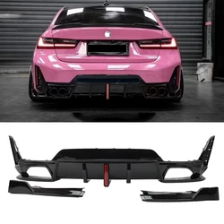 Rear Bumper LED Tail Diffuser Lip Spoiler For BMW 3 Series G20 320i 325i 330i M340i M Sport 2023+ Glossy Black