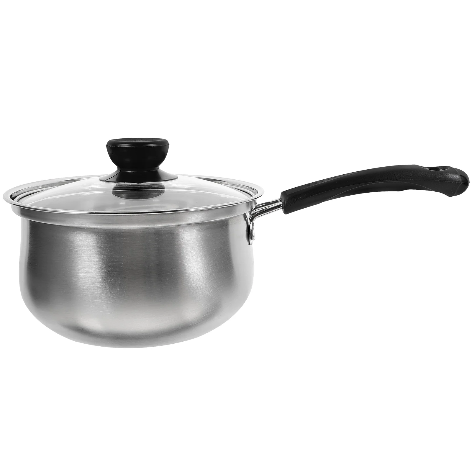 

1pc Thickened Milk Pot Saucepan Stainless Steel Baby Food Cooking Pot Glass Lid Kitchen Cookware Practical