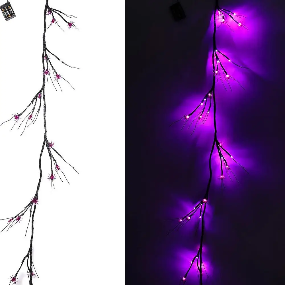 New Halloween LED Simulation Tree Lamp Decoration Rattan Lamp Spider Bat Branch Lamp Ghost Festival Atmosphere Decoration Lamp