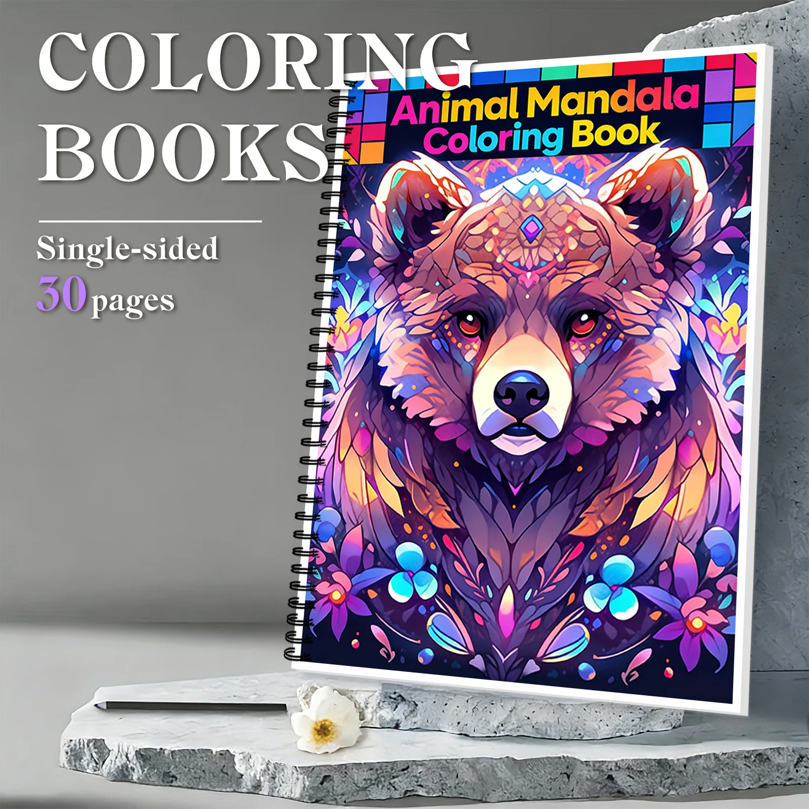 

1 шт. изысканная книжка-раскраска с изображением мандалы на тему медведя, для отдыха в помещении, творческих сеансов для хобби