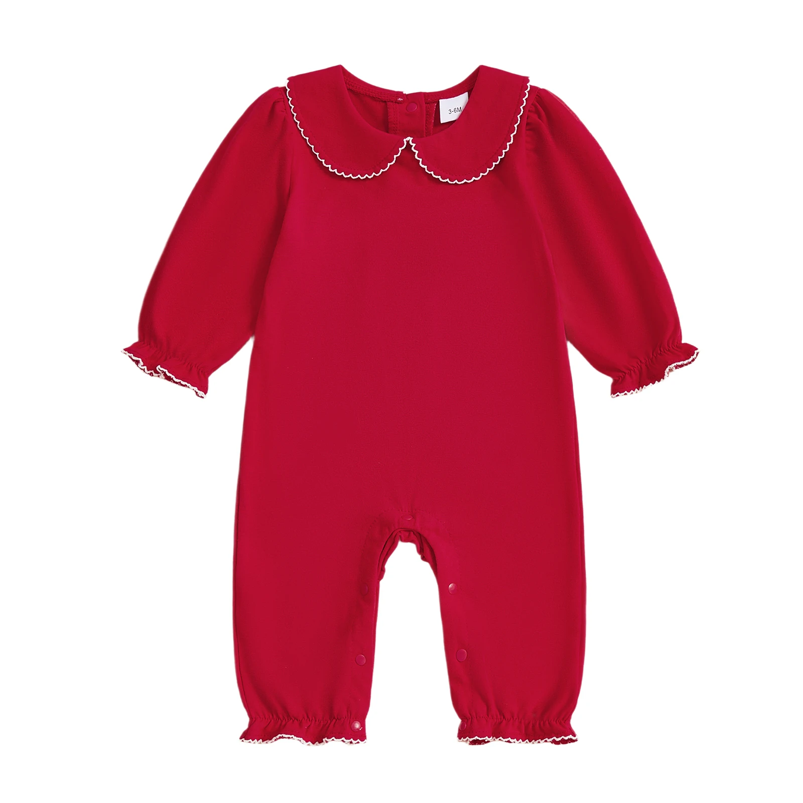 

Baby Girls Jumpsuit, Long Sleeve Doll Collar Frills Fall Casual Romper Clothes for Daily