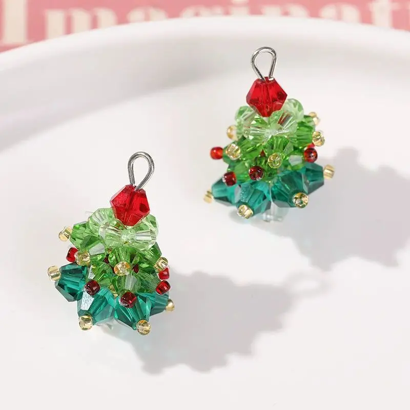 2/6 قطعة شجرة عيد الميلاد الشتوية سحر مطرز كريستال قلادة DIY بها بنفسك الأقراط اليدوية قلادة مجوهرات هدايا اكسسوارات الإمدادات
