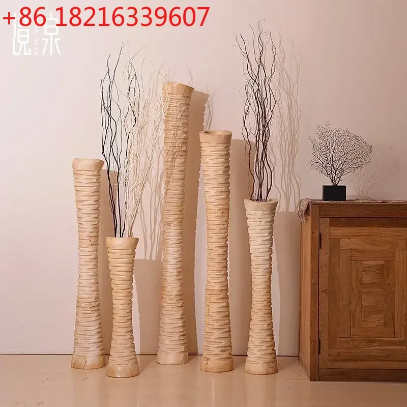 

TAO Living Room Large Dried Flower Tube Office Wooden Decorative Art Flower