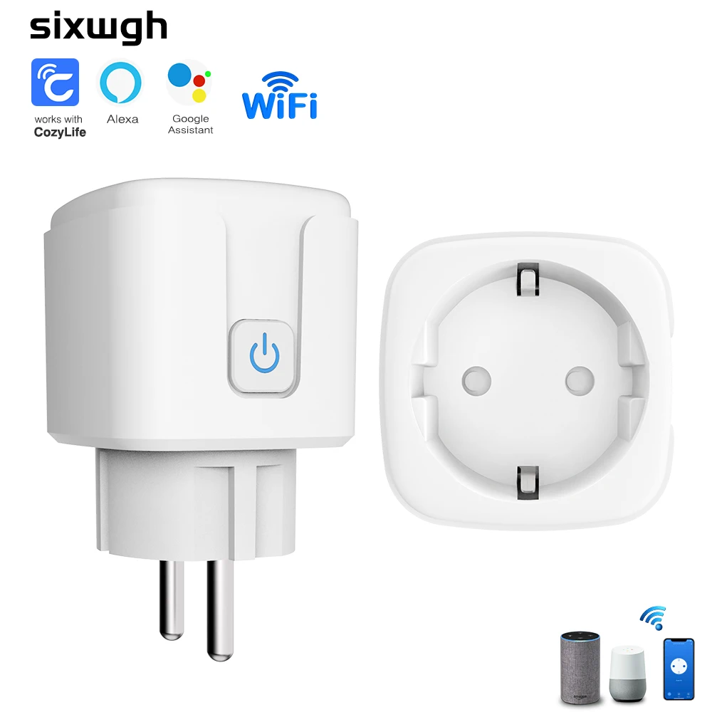 SIXWGH Smart Home Socket WiFi 16A EU Plug Outlet Cozylife Remote Control Timer Power Monitor Support Voice Google Home Alexa