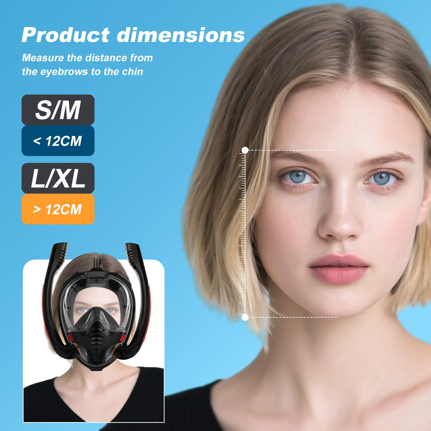 قناع الغطس الجاف لكامل الوجه 180 ° رؤية واسعة مضادة للضباب - خفيفة الوزن احترافية للبالغين مع تخفيضات صيفية مثبتة على الكاميرا