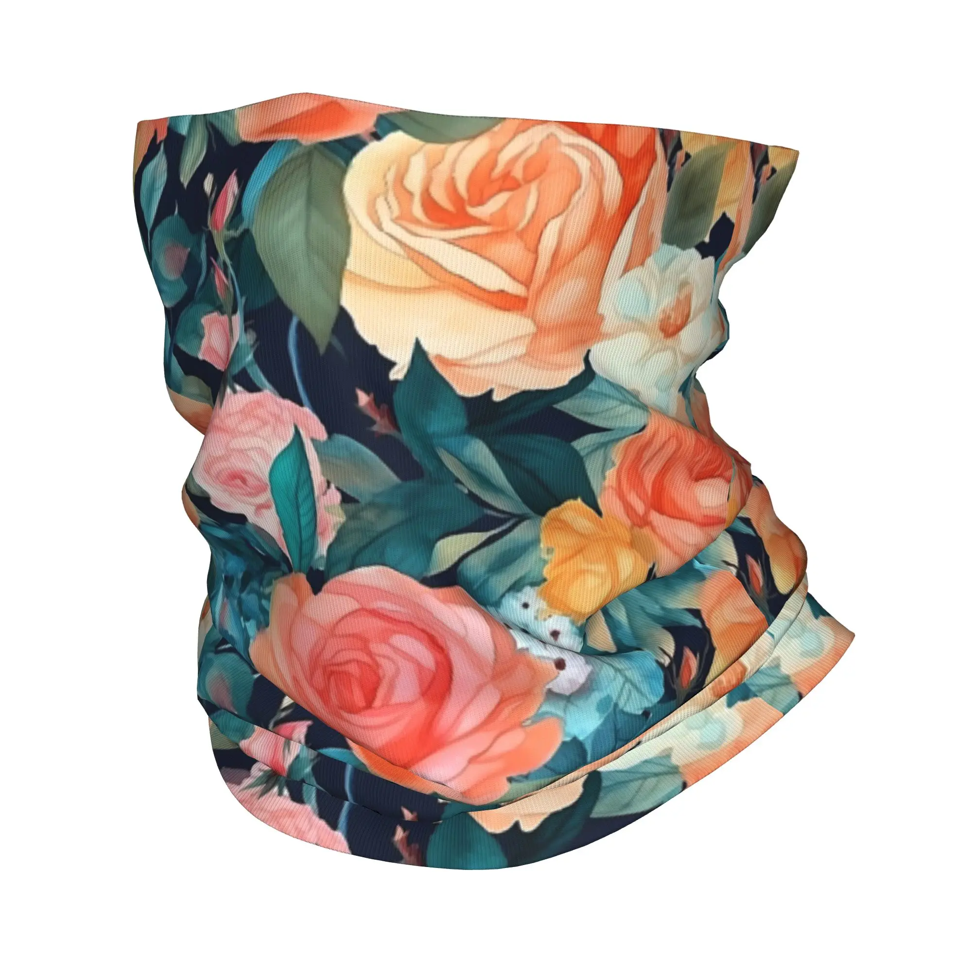 Whimsical Watercolor Rose Garden Bandana Neck Gaiter Printed Wrap Mask Scarf Multifunction Headband Running For Men Women Adult