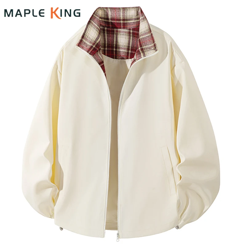 

Fashion Patchwork Plaid Jackets for Menswear Clothing 2025 Stand Collar Solid Color Casual Chamarras Para Hombre Man Jacket Coat