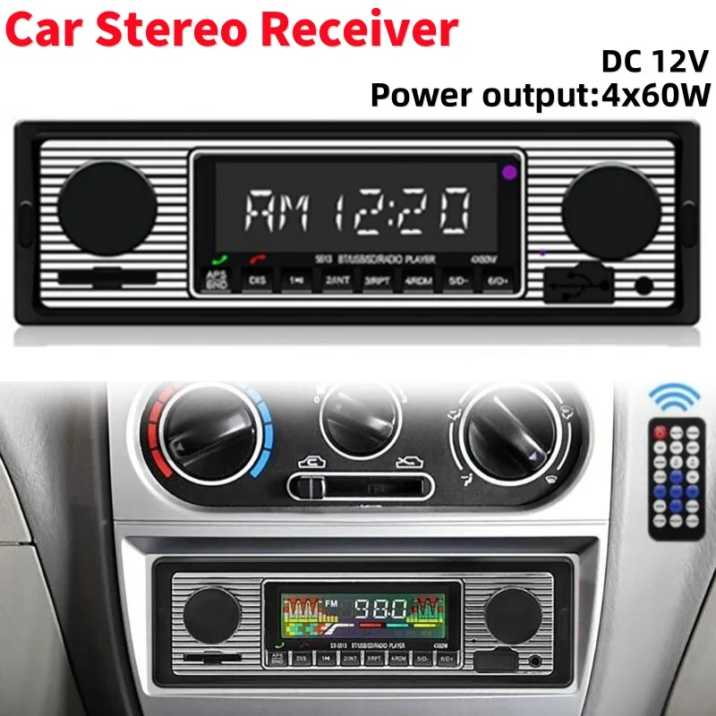 

12V Car Radio 1 DIN Stereo FM Bluetooth MP3 Audio Player Cellphone Handfree Digital USB With In Dash Aux Input